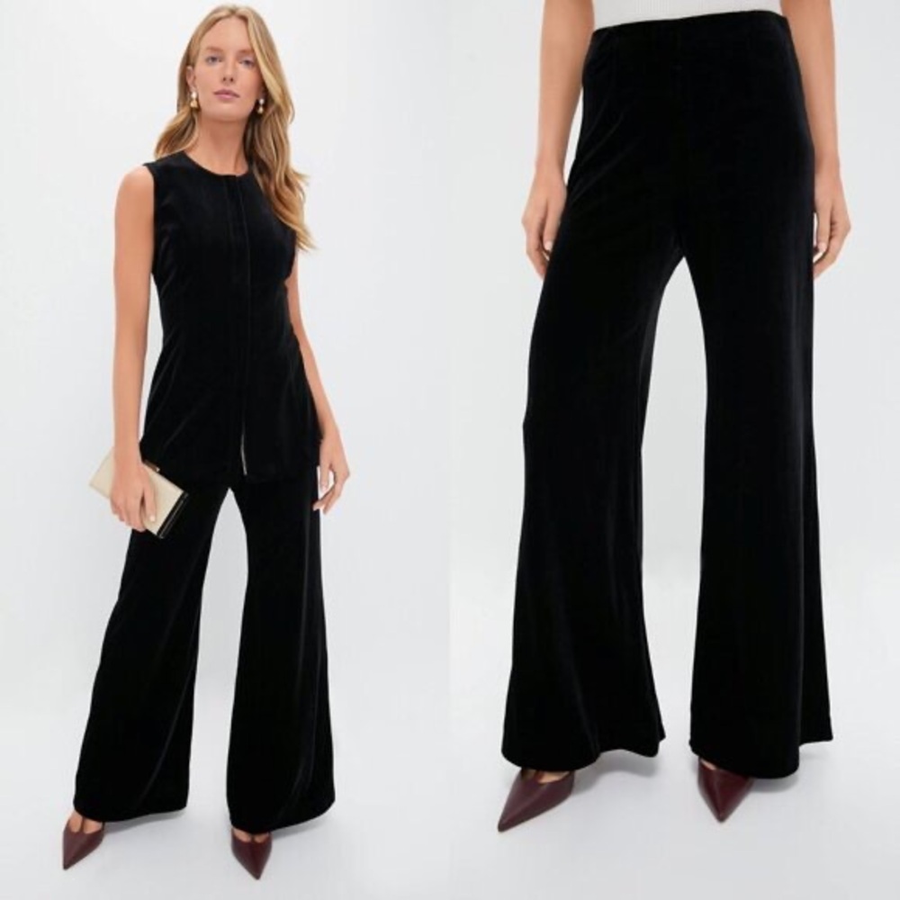 Tuckernuck NEW Black Velvet Deja High Rise Wide Leg Pants Size Small